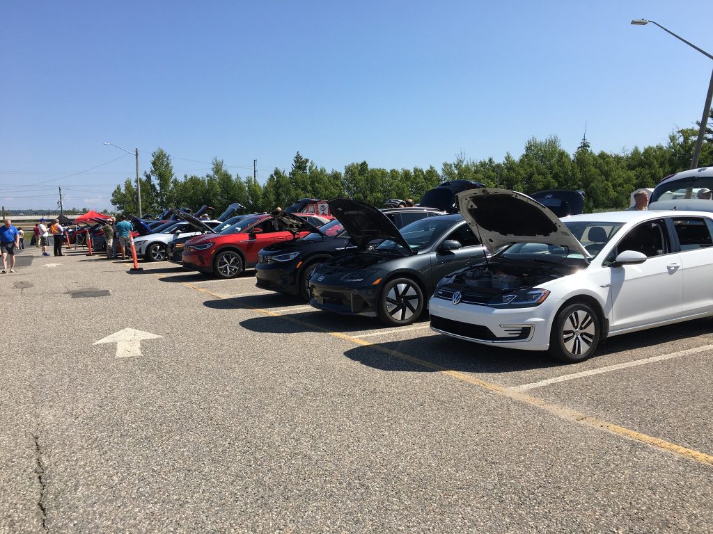 A lineup of EVs at a veNBev event